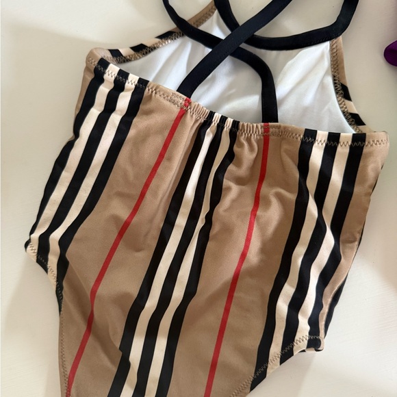 Burberry Tan and Black Striped Kids Swim One Piece - Picture 2 of 2